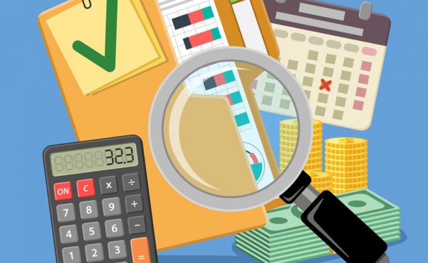 audit-fiscalite-banniere-comptabilite-entreprise-loupe-dossier-rapports-financiers-verifies-calculatrice-calendrier-argent-icones-style-plat-isole_108855-2065